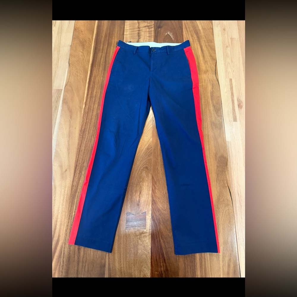 Calvin Klein Men's Blue Pants with Red Stripe